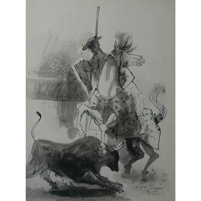 Lot 8 - Byron Browne American, 1907-1961 Bull Fighting,...