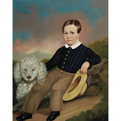 Lot 20 - American School 19th Century Boy with a Dog...
