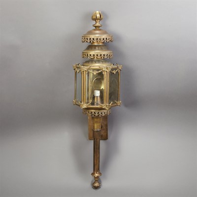 Lot 491 - French Style Brass Carriage Lantern Height 31...
