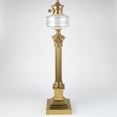 Lot 484 - Neoclassical Style Brass and Waterford Glass...