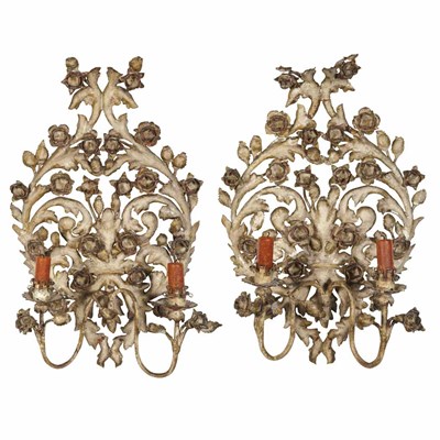 Lot 114 - Pair of Continental Polychrome Decorated Metal...
