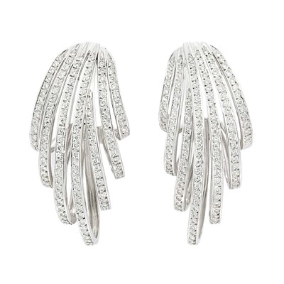 Lot 227 - Pair of White Gold and Diamond Earrings