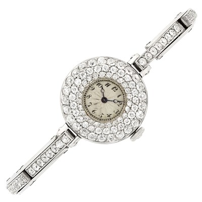 Lot 417 - Platinum and Diamond Wristwatch, France