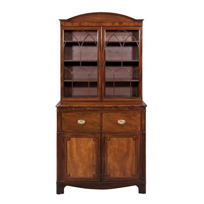 Lot 387 - George III Line Inlaid Mahogany Secretaire...
