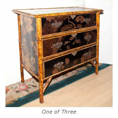 Lot 369 - Pair of Bamboo and Lacquer Chest of Drawers...