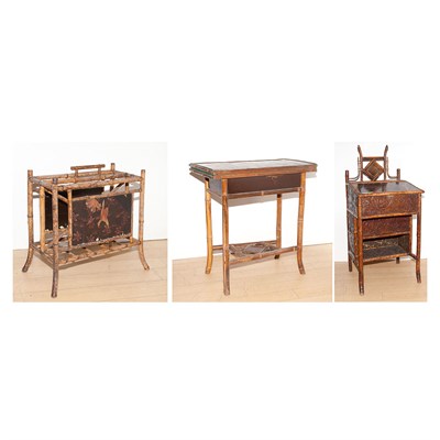 Lot 230 - Group of Bamboo and Lacquered Furniture...
