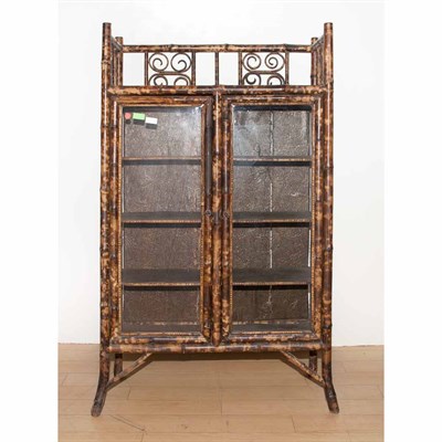 Lot 320 - Bamboo and Lacquer Vitrine Height 51 1/4...