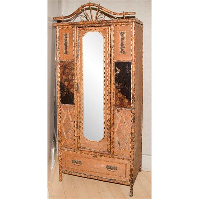 Lot 292 - Bamboo and Lacquered Armoire Height 6 feet 8...