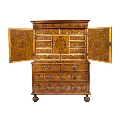 Lot 362 - Queen Anne Oyster Veneered Walnut Cabinet on...