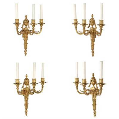 Lot 358 - Set of Four Louis XVI Style Gilt-Metal...