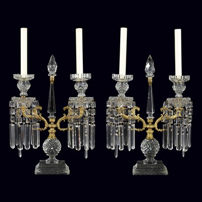 Lot 363 - Pair of George IV Cut Glass and Gilt-Metal Two-...
