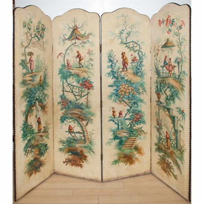 Lot 562 - Chinoiserie Decorated Painted Canvas...