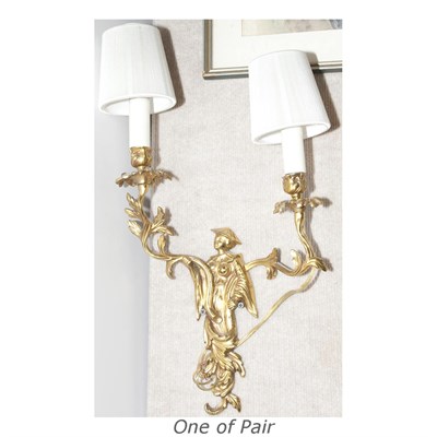 Lot 462 - Pair of Chinoiserie Brass Two-Light Sconces...