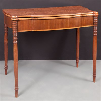 Lot 143 - Federal Style Figured Maple Fold-Over Card...