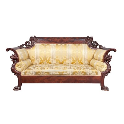 Lot 140 - Classical Revival Mahogany Upholstered Settee...